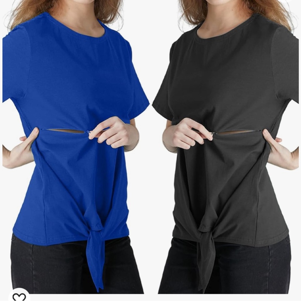 Women's Blue, Gray, and Black Nursing Friendly Tops